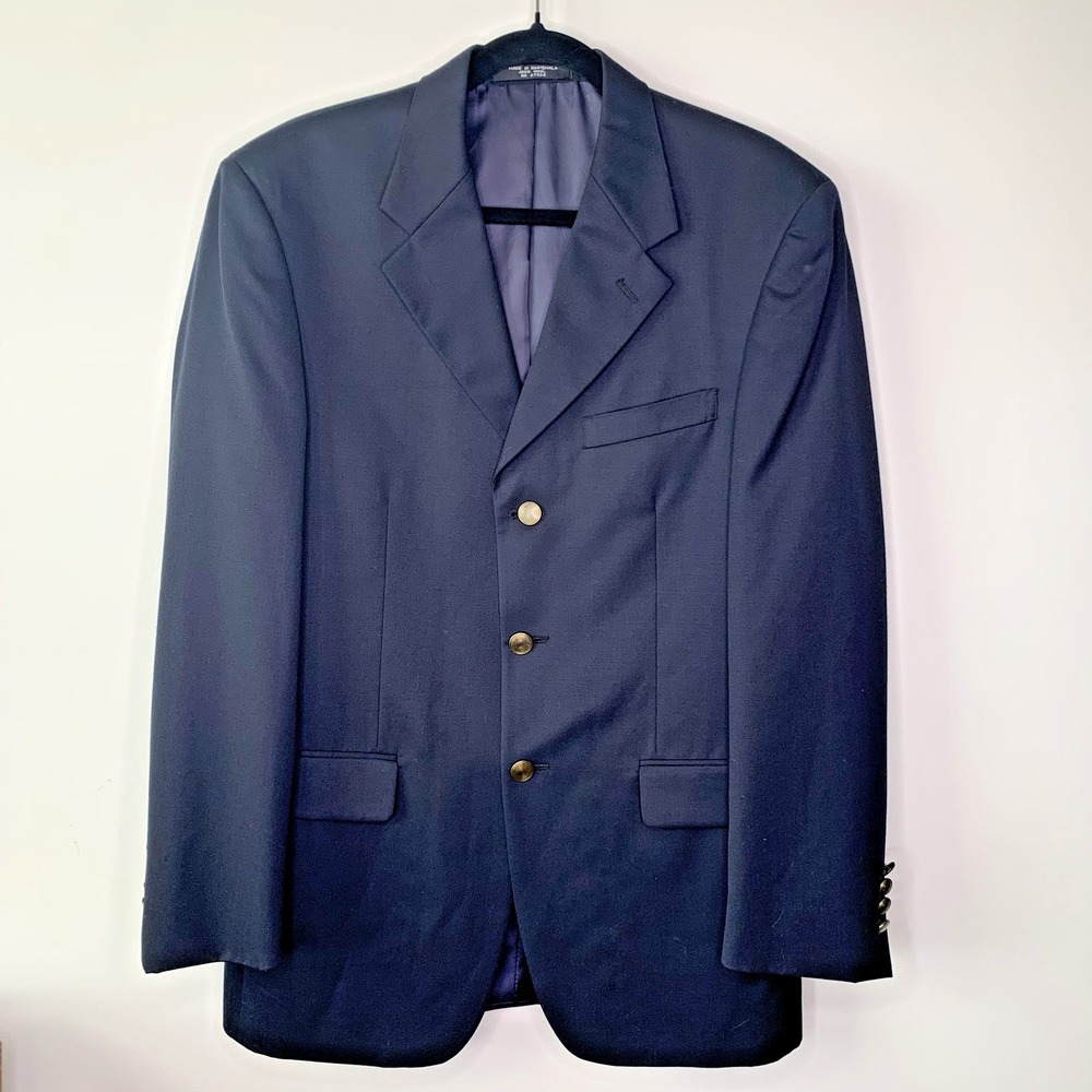 Jones New York Men's Wool Blazer‎ Suit Jacket Sport Coat Size 38R Navy Blue